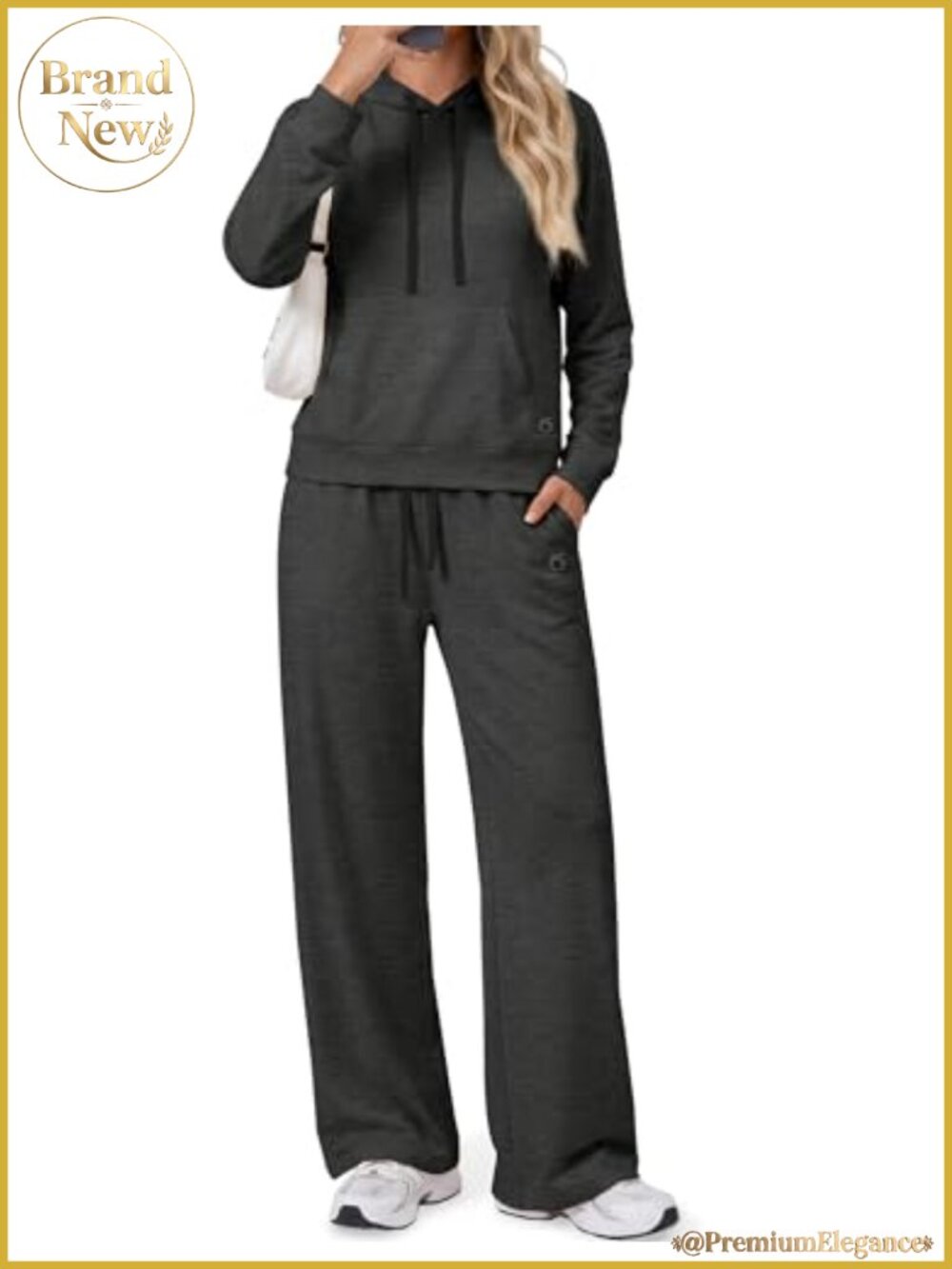 Women's 2-Piece Lounge Set Hoodie Wide Leg Pants Travel Outfit